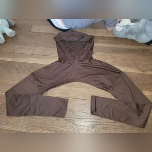 Brown Long Sleeve Cropped Hoodie